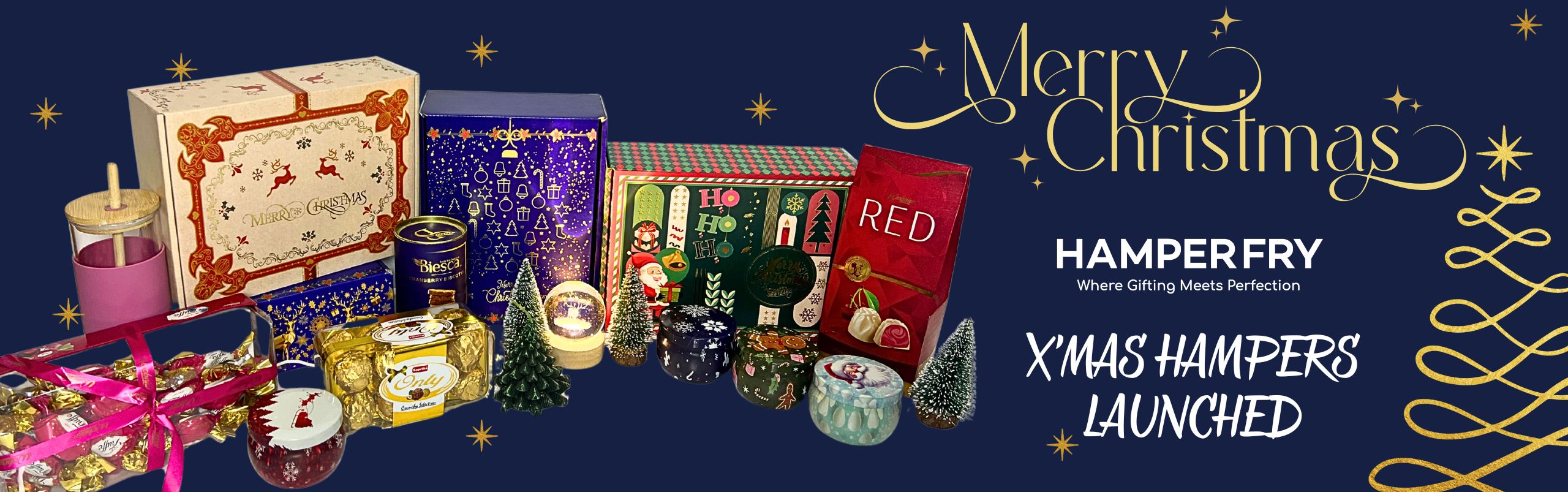 Christmas gift hamper • festive gift box India • Secret Santa gift ideas • Christmas candle set • holiday gifting hampers • corporate Christmas gifts • snow globe lamp gift • gourmet cookie hamper