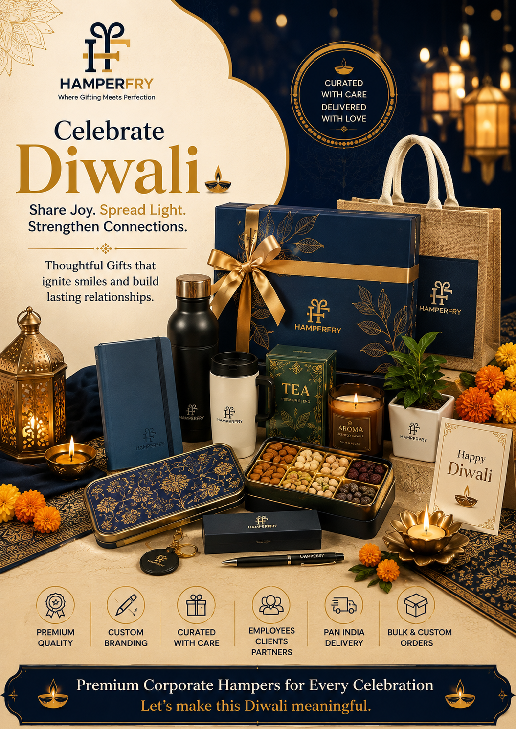 Celebrate Diwali with elegance, appreciation and unforgettable festive joy with our premium Diwali Hamper.