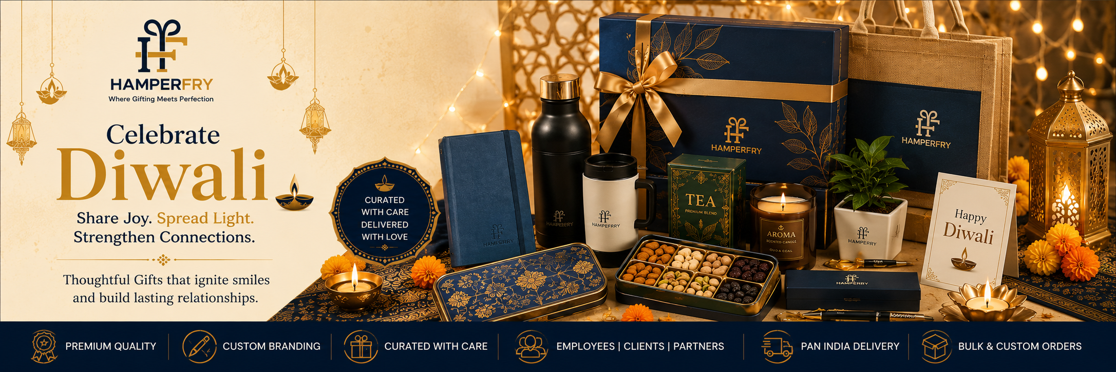 The Opulent Diwali Hamper brings together a useful everyday essential with delicious festive treats and elegant Diwali elements, creating a premium gifting experience that can be enjoyed even after the celebrations are over
